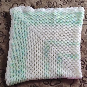 Baby Blanket Mint Green and White Handmade Gently used
